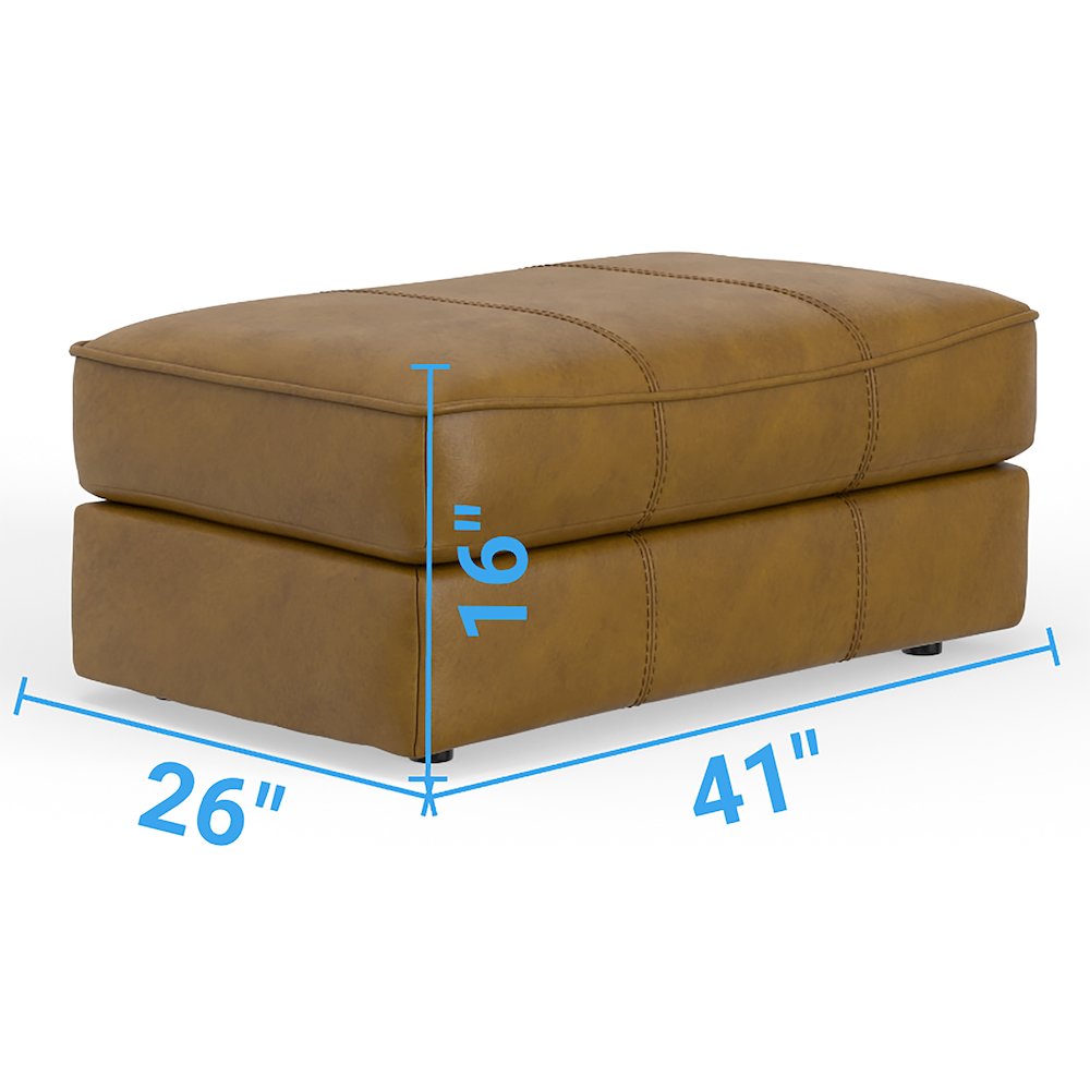 Corvara Top Grain Italian Leather Match Ottoman in Brown Color