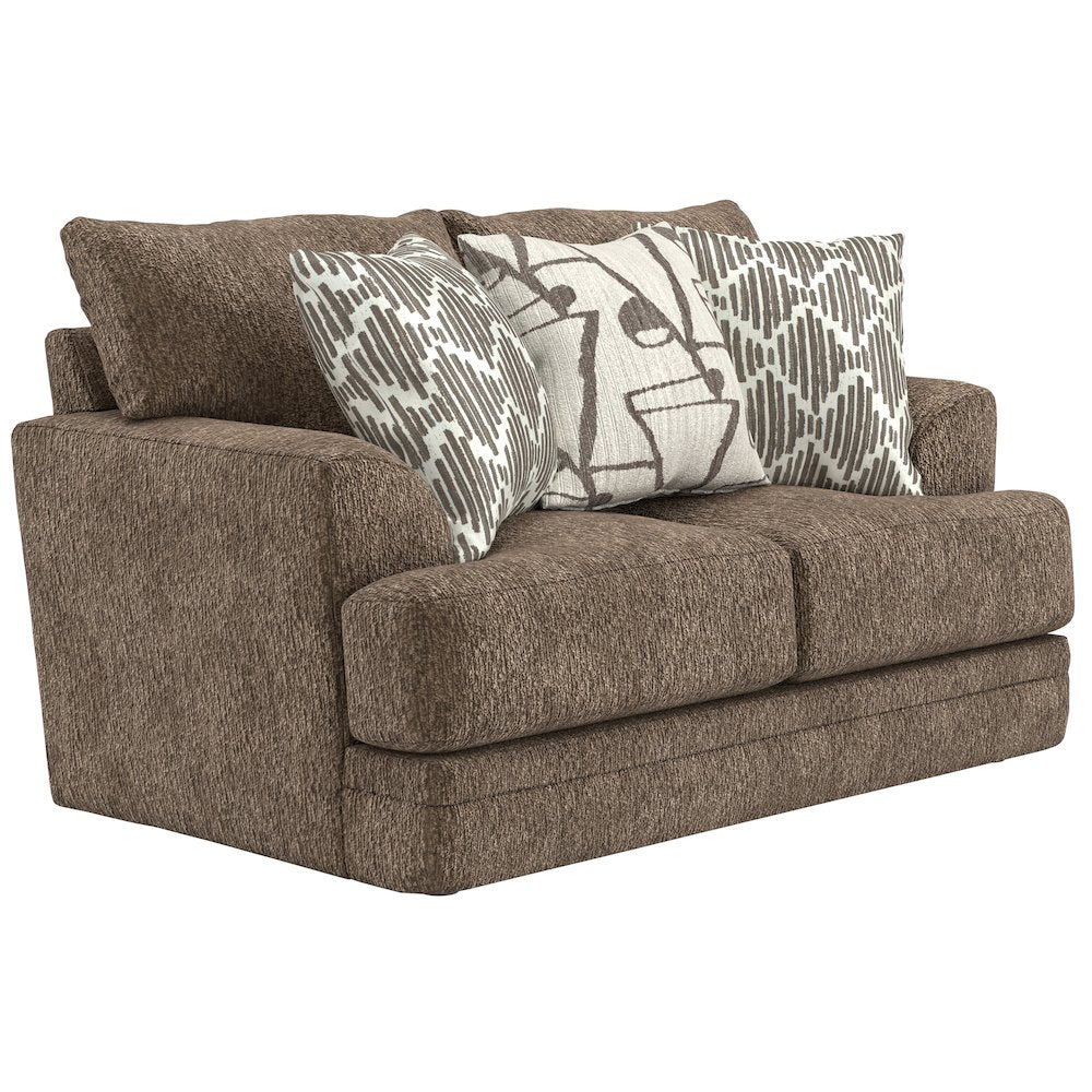 Tyson Loveseat with Cuddler Cushions in Brown Color