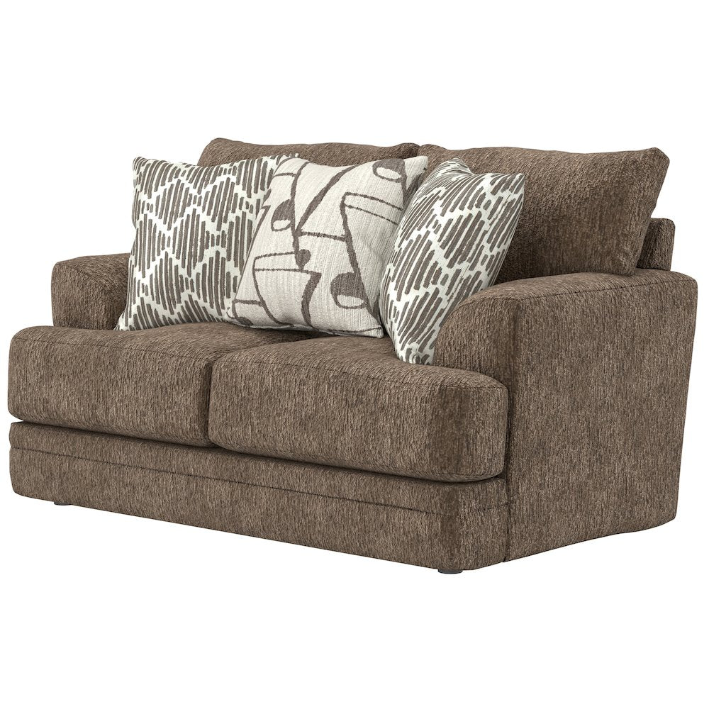 Tyson Loveseat with Cuddler Cushions in Brown Color