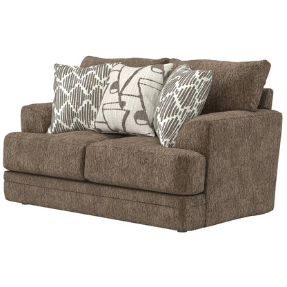 Tyson Loveseat with Cuddler Cushions in Brown Color