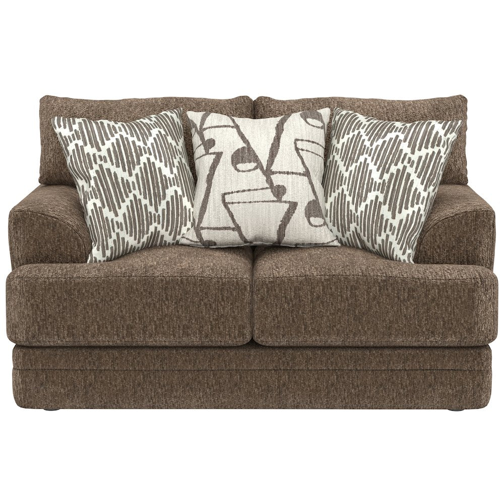Tyson Loveseat with Cuddler Cushions in Brown Color
