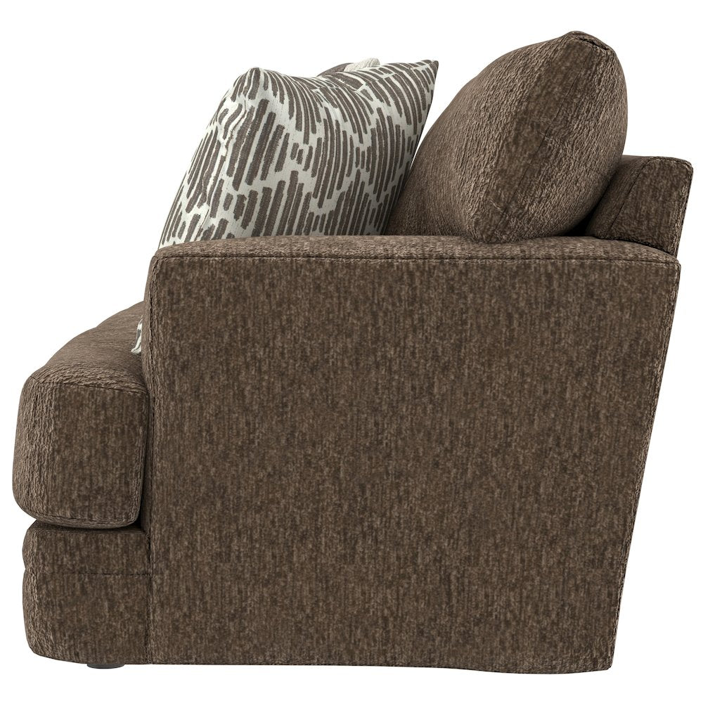 Tyson Loveseat with Cuddler Cushions in Brown Color