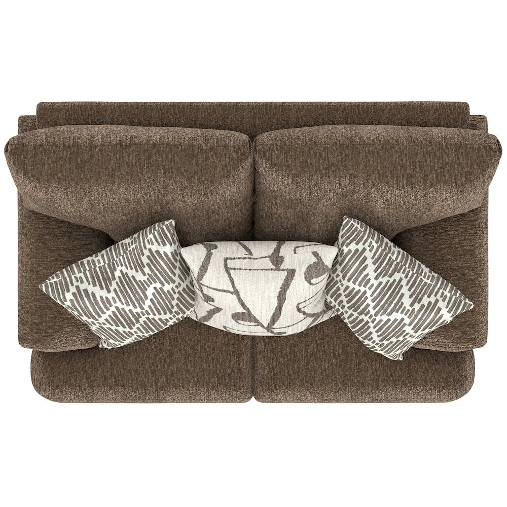 Tyson Loveseat with Cuddler Cushions in Brown Color