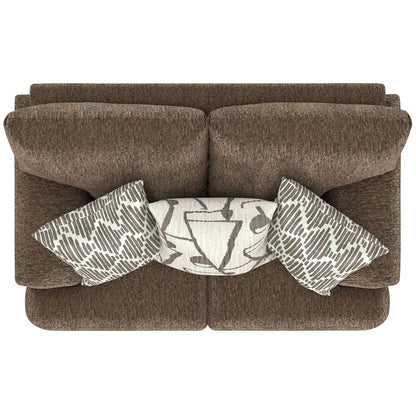 Tyson Loveseat with Cuddler Cushions in Brown Color