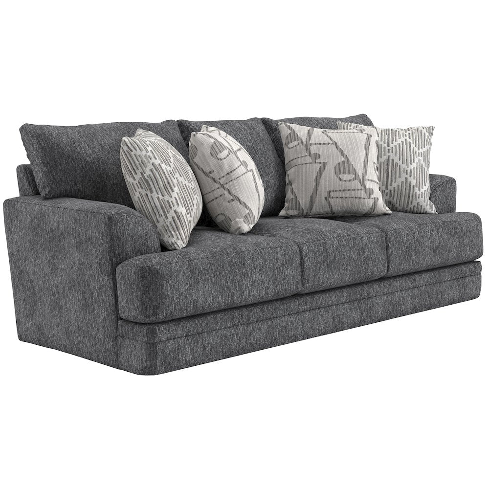 Tyson 93" Sofa with Cuddler Cushions in Grey Color