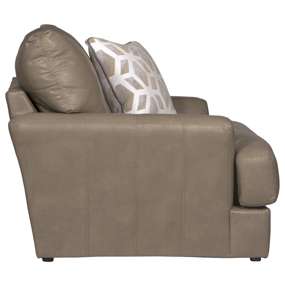Prato Italian Top Grain Leather Match Chair in Beige Color
