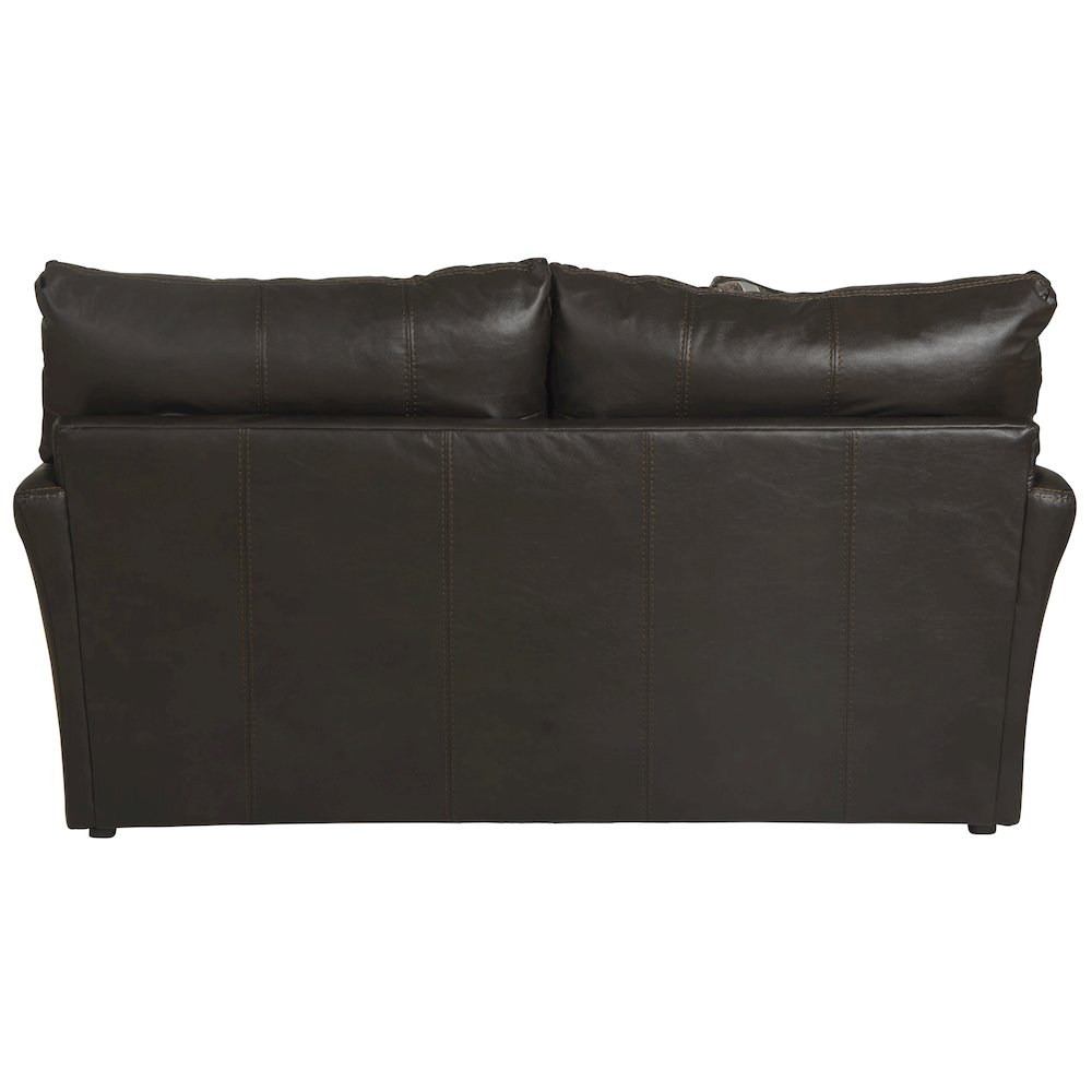 Top Grain Italian Leather Match Loveseat with Cuddler Cushions in Brown Color