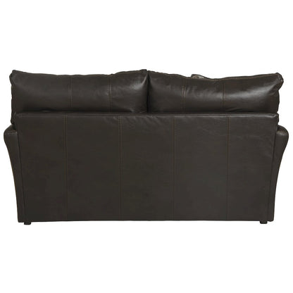 Top Grain Italian Leather Match Loveseat with Cuddler Cushions in Brown Color