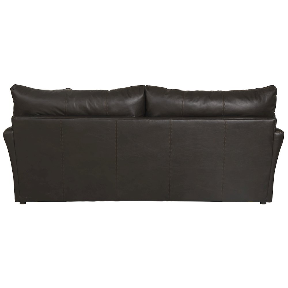 Prato Top Grain Italian Leather Match Sofa with Cuddler Cushions in Brown Color