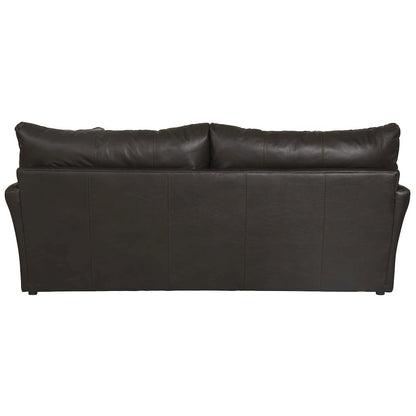 Prato Top Grain Italian Leather Match Sofa with Cuddler Cushions in Brown Color