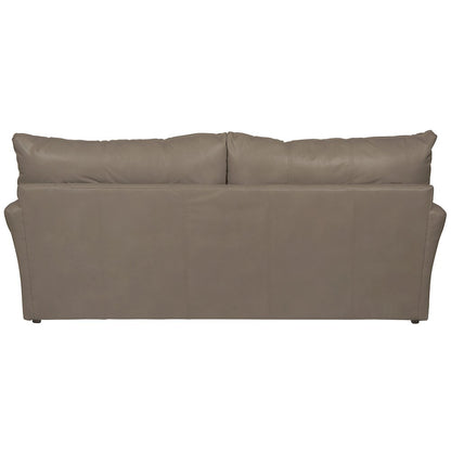 Prato Top Grain Italian Leather Match Sofa with Cuddler Cushions in Beige Color