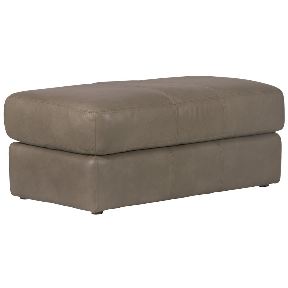 Prato Italian Top Grain Leather Match Ottoman in Beige Color