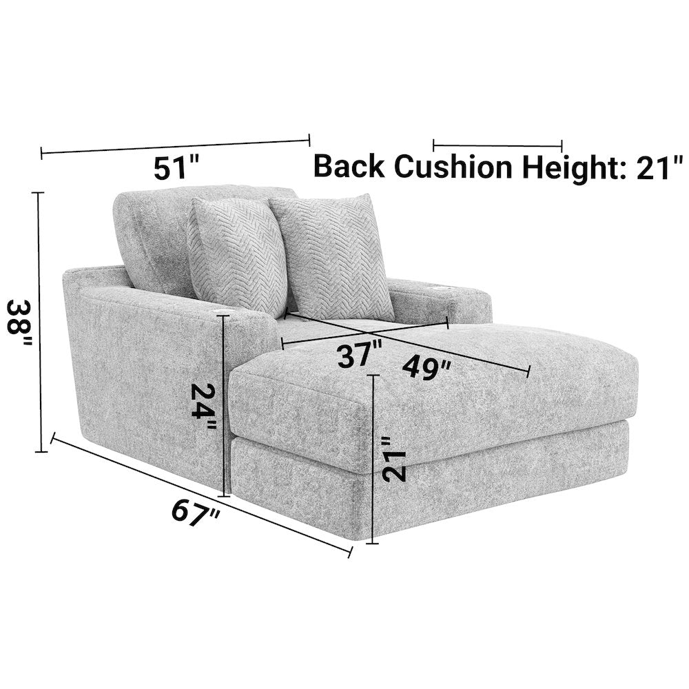 Cozy Chaise with USB Charging Ports in Beige Color