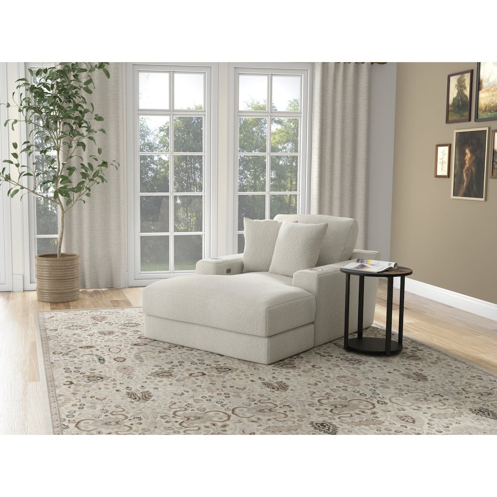 Cozy Chaise with USB Charging Ports in Beige Color