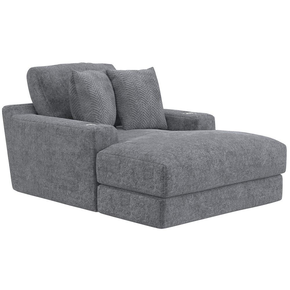 Cozy Chaise with USB Charging Ports in Grey Color