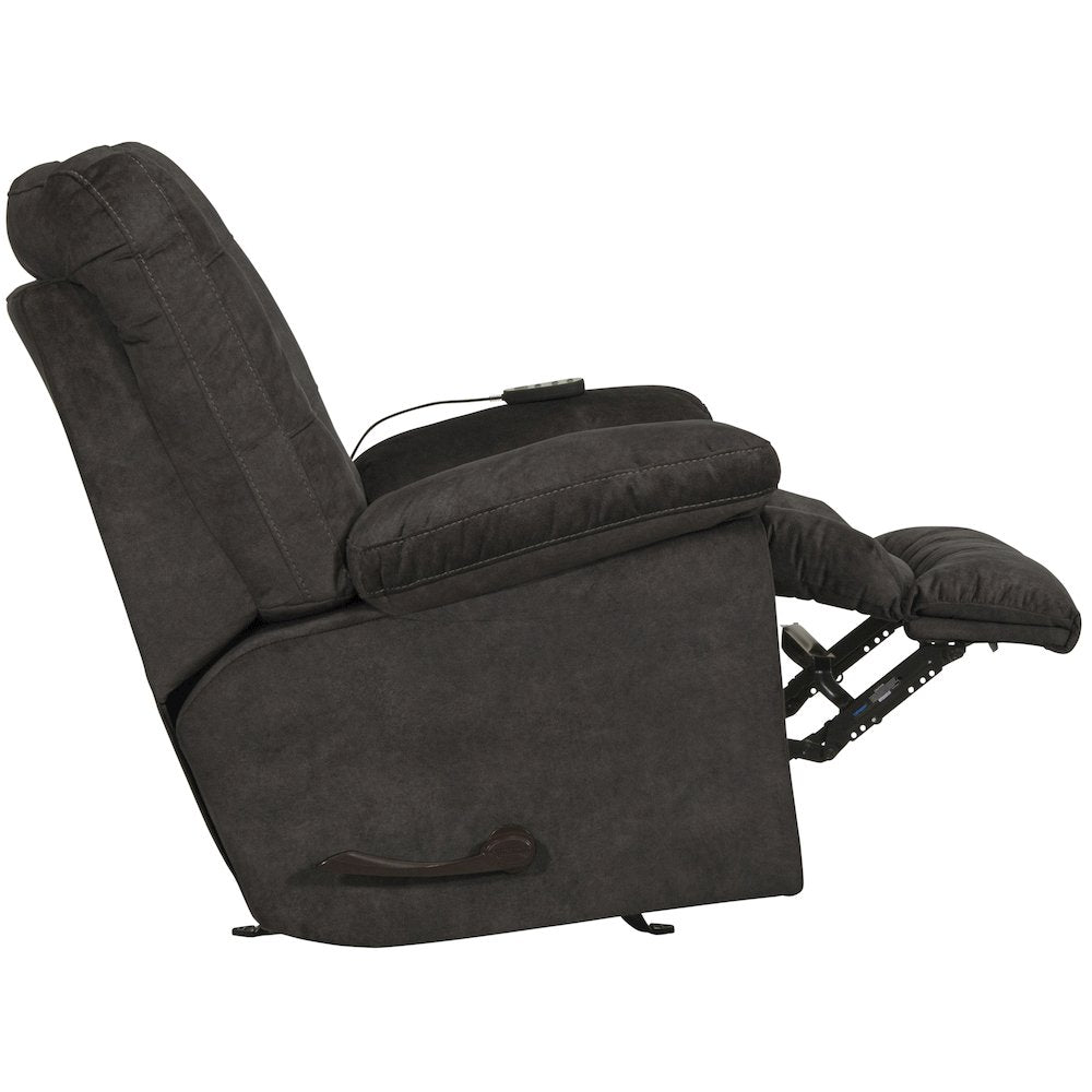 Manfred Rocker Recliner w/Heat & Massage in Ebony color