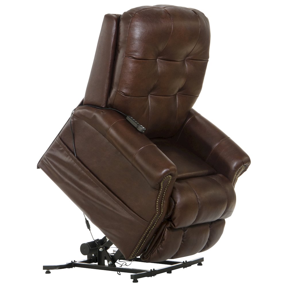Madison Italian Leather Power Lift Lay Flat Recliner with Heat & Massage