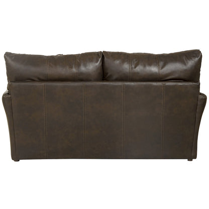 Pavia Top Grain Italian Leather Match Loveseat with Cuddler Cushions