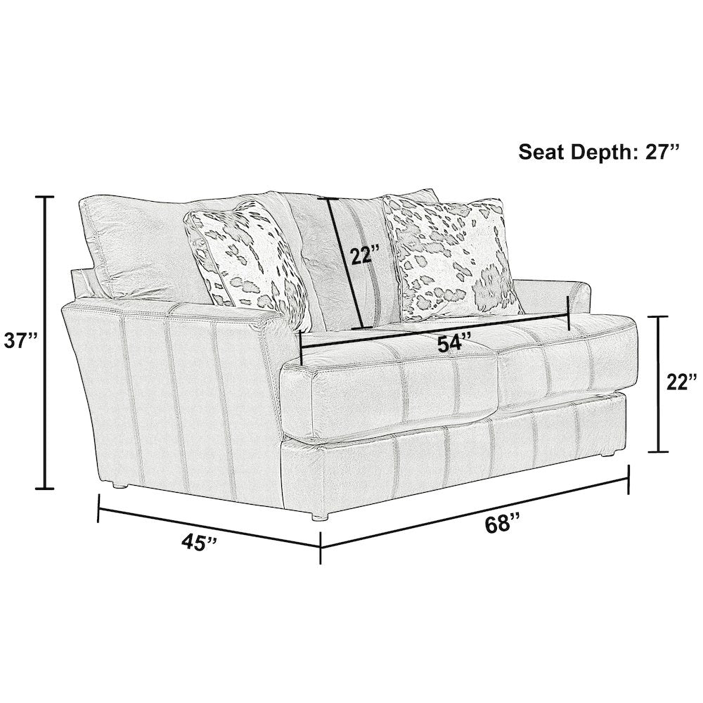 Pavia Top Grain Italian Leather Match Loveseat with Cuddler Cushions