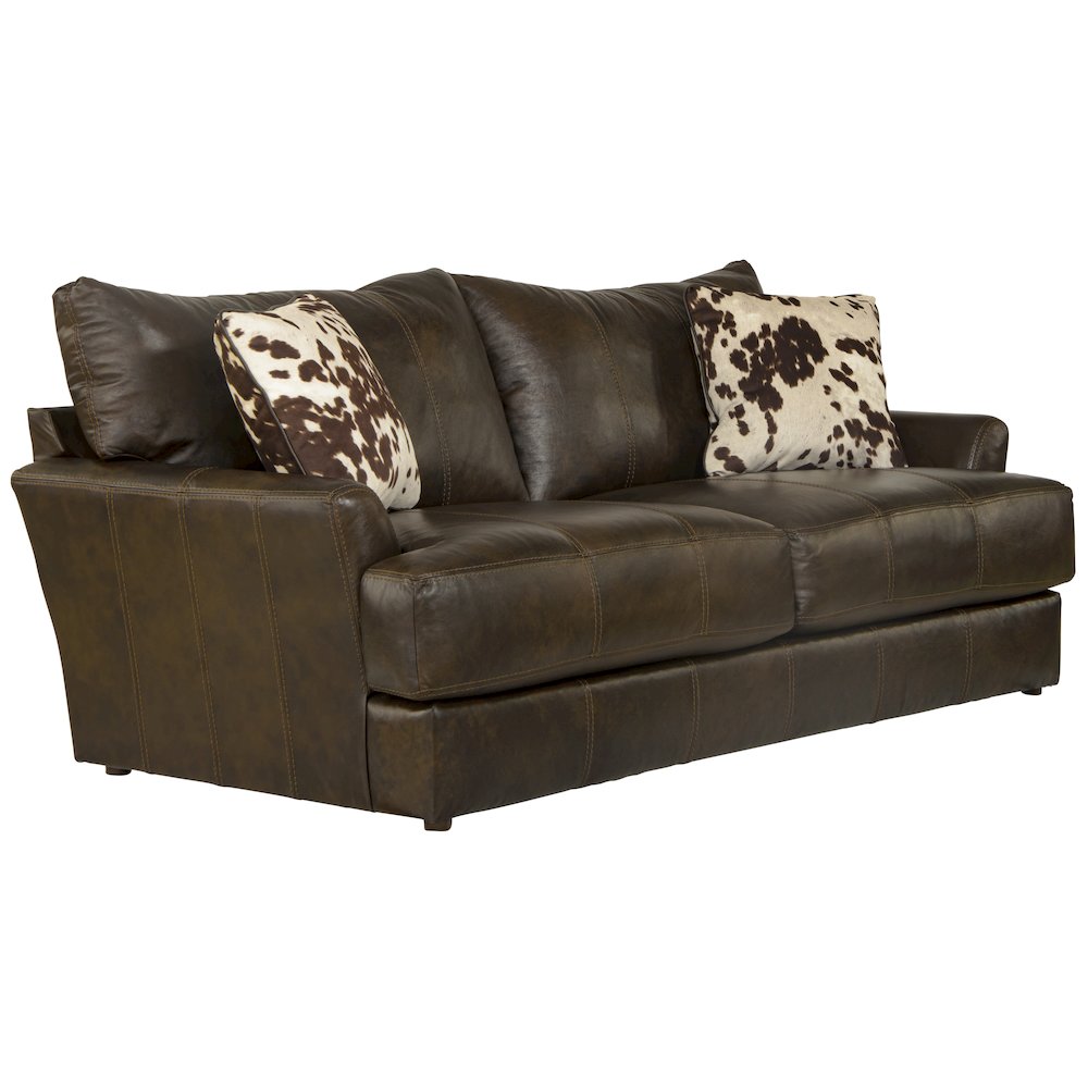 Pavia Top Grain Italian Leather Match Sofa with Cuddler Cushions
