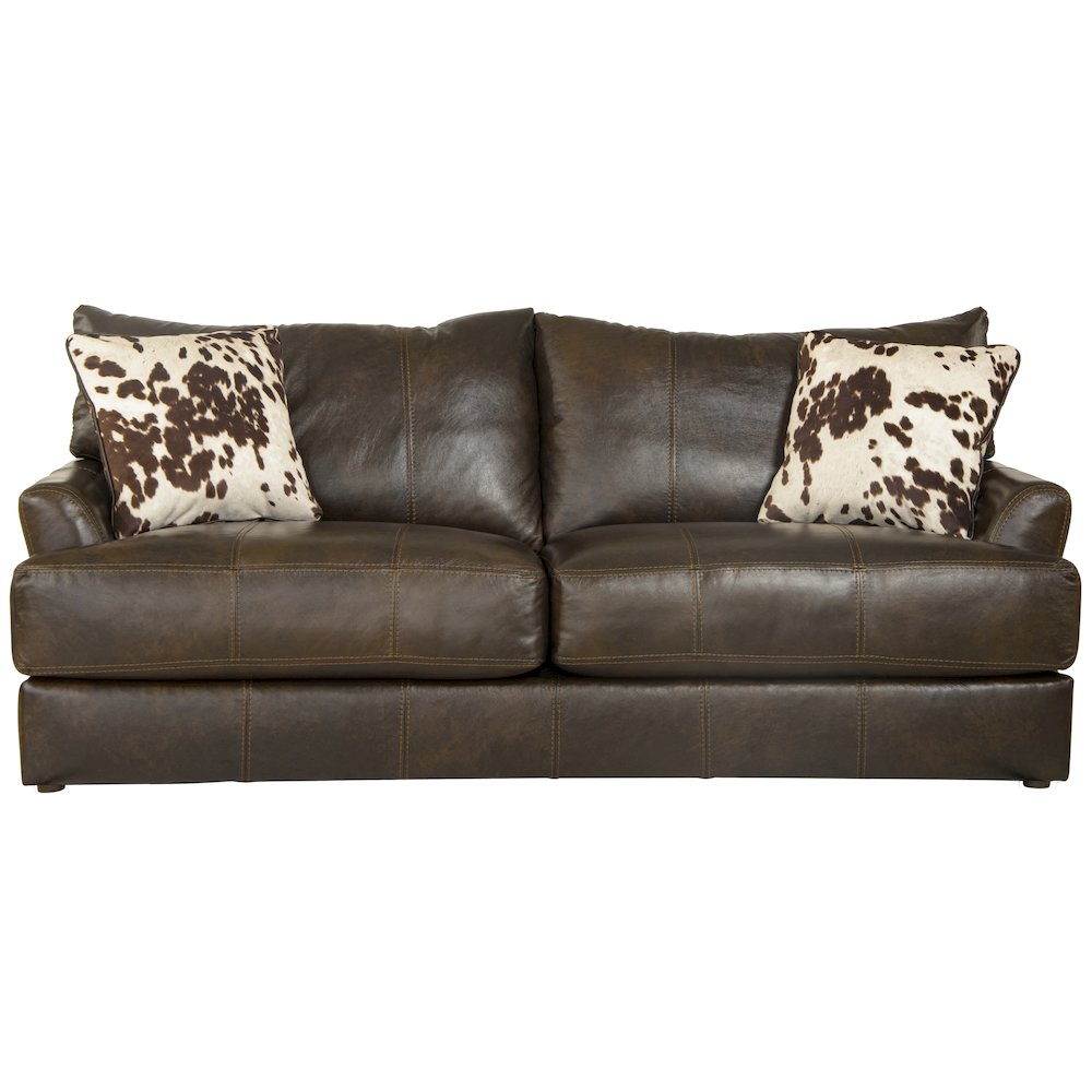 Pavia Top Grain Italian Leather Match Sofa with Cuddler Cushions