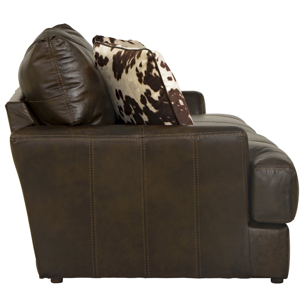 Pavia Top Grain Italian Leather Match Sofa with Cuddler Cushions