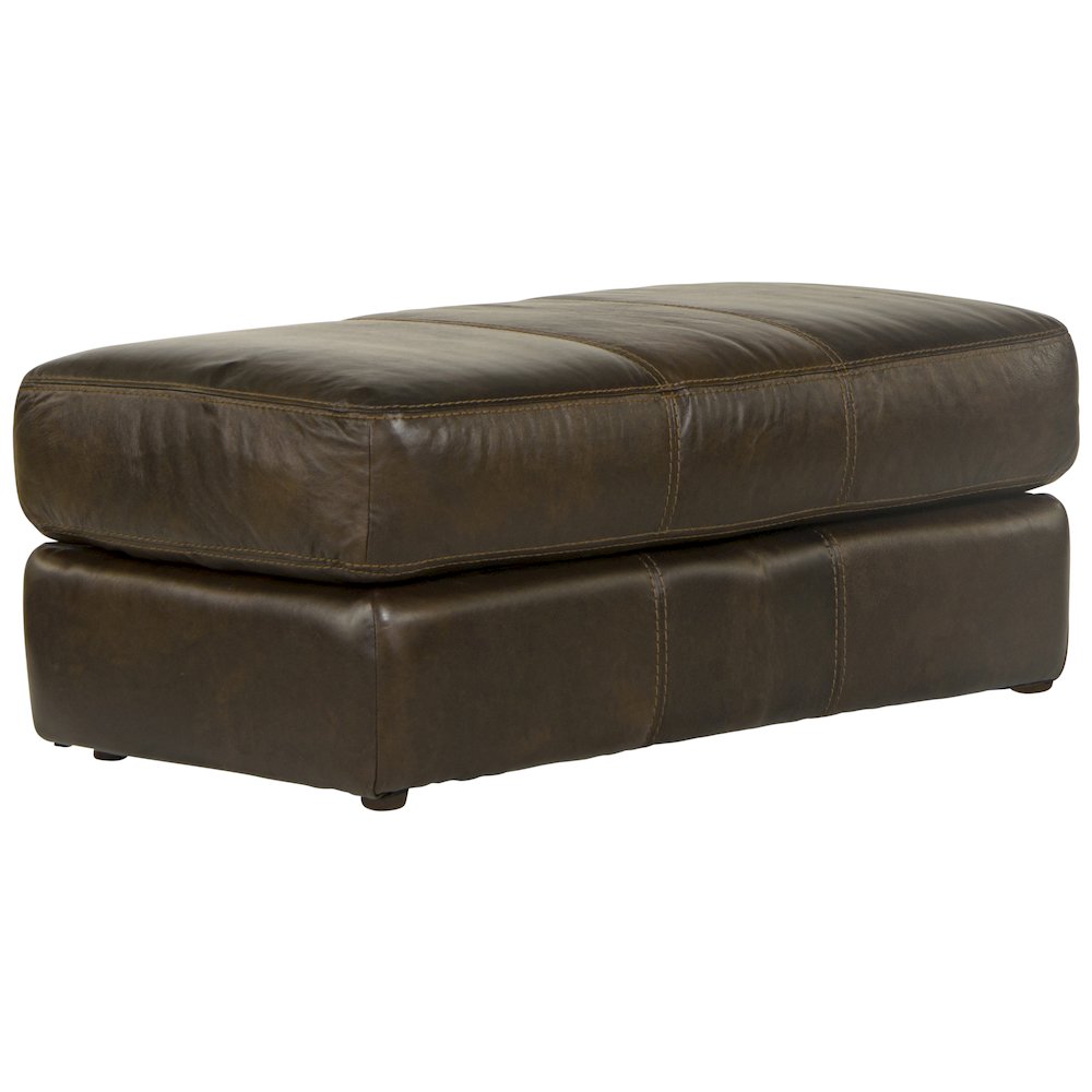 Pavia Top Grain Italian  Leather Match Ottoman