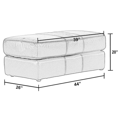 Pavia Top Grain Italian  Leather Match Ottoman