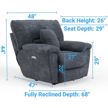 Paxon Deep Seat Power Lay Flat Recliner with Power Adjustable Headrest