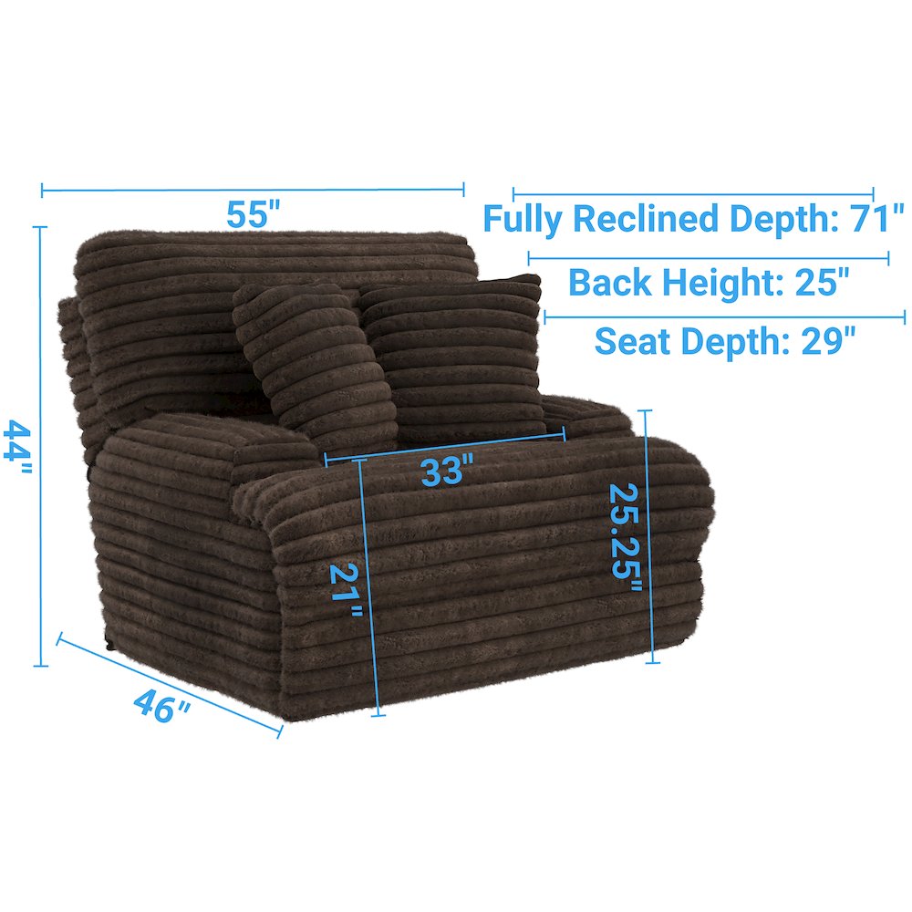 Oversized Deep Seat Power Recliner with Power Adjustable Headrest (Chocolate)