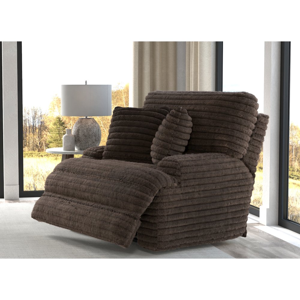 Oversized Deep Seat Power Recliner with Power Adjustable Headrest (Chocolate)