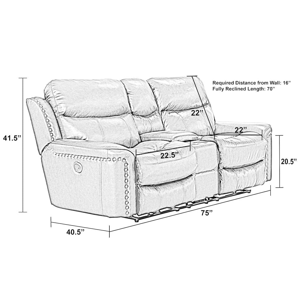 Ceretti Power Reclining Console Loveseat