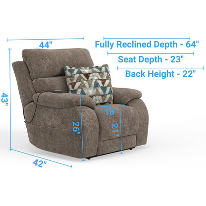 Gravity Power Recliner w Power Adjustable Headrest & Lumbar in Mushroom color