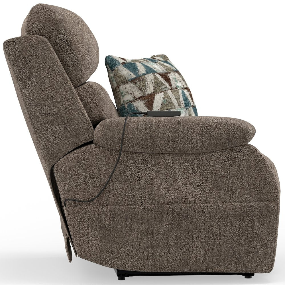 Gravity Power Recliner w Power Adjustable Headrest & Lumbar in Mushroom color