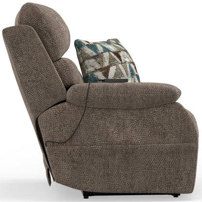 Gravity Power Recliner w Power Adjustable Headrest & Lumbar in Mushroom color
