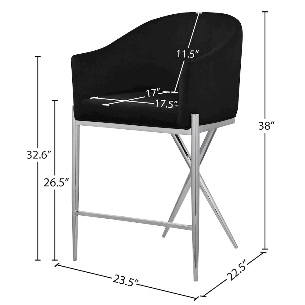 Xavier Black Velvet Counter Stool