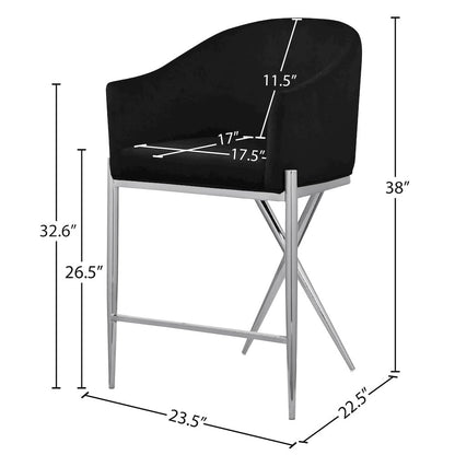 Xavier Black Velvet Counter Stool