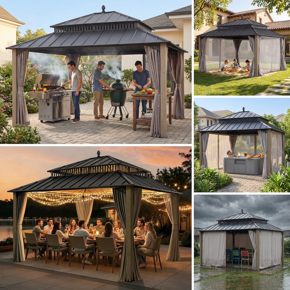 14 ft. x 12 ft. Kingston Extra-Tall, Wide Hardtop Wood Gazebo