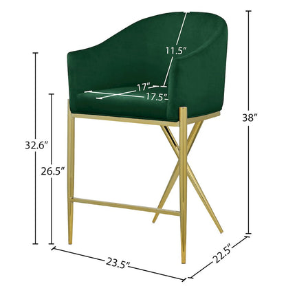 Xavier Green Velvet Counter Stool