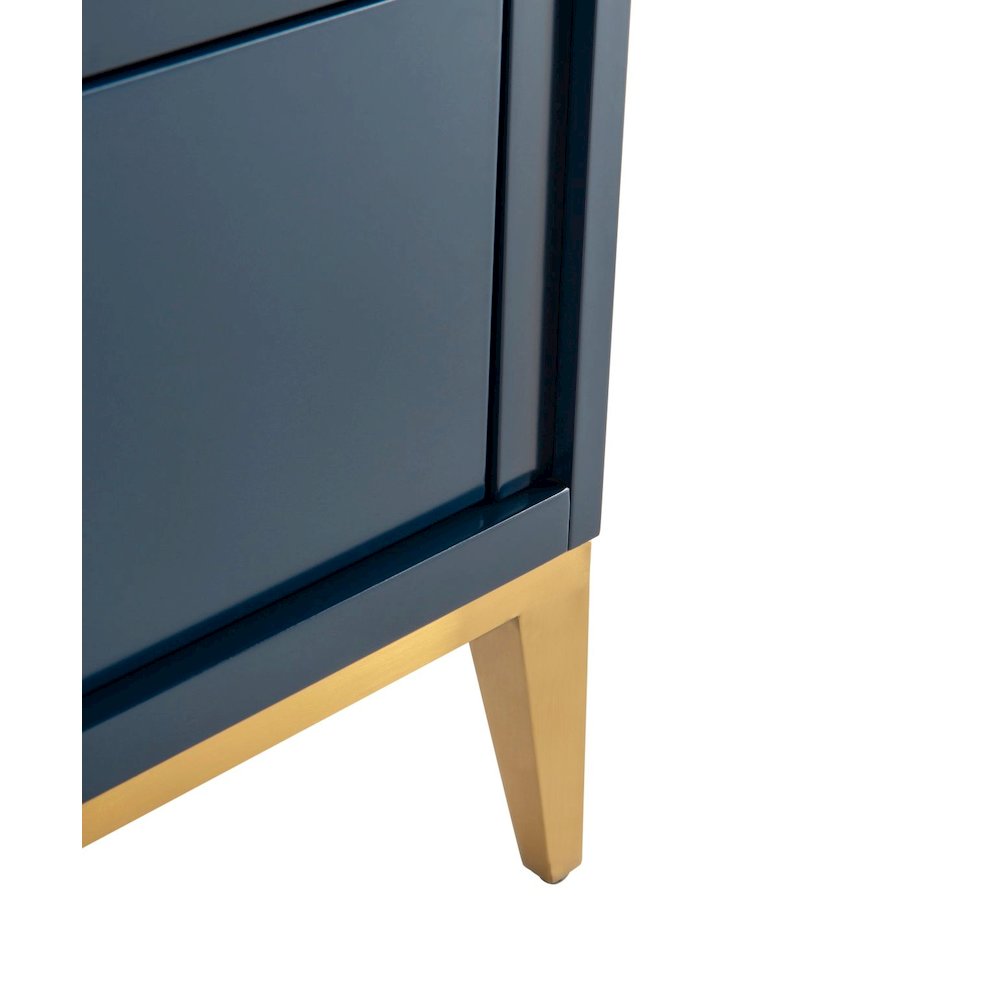 Divani 24'' Gloss Blue Vanity W/ Quartz Counter Top (Back Splash Free)