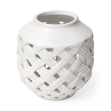 Forillon I Short White Glazed Lattice Pattern Vase