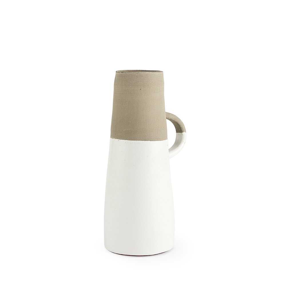 Garand Medium 15H Two-Toned White Natural Ceramic Jug