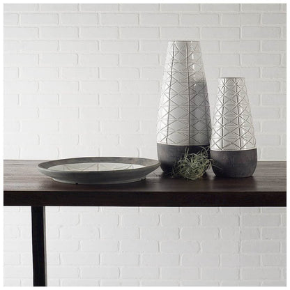 Harrier II Large Gray Ceramic Dark Base White Vase