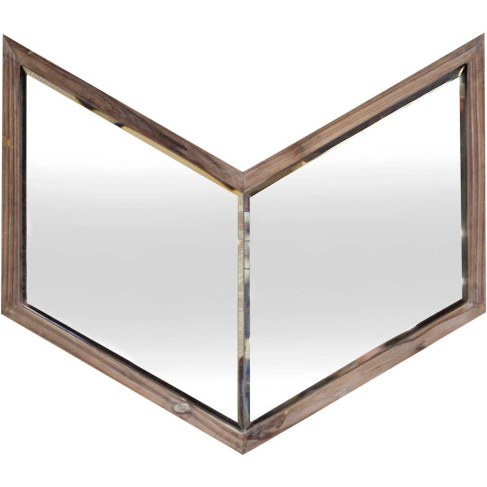 Chevren 26 x 22 Medium Brown Wood Frame Mirror