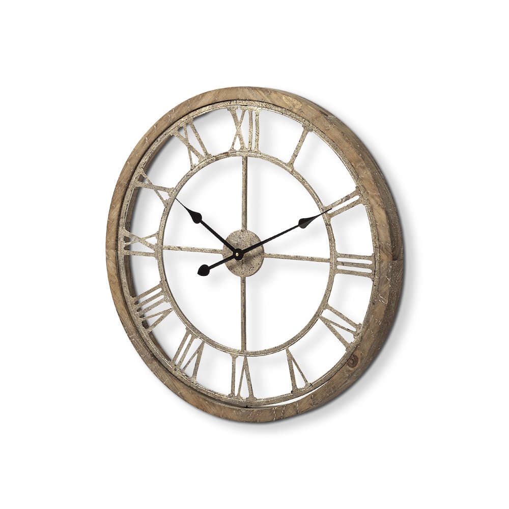 Mething Light Brown  25" Medium Farmhouse Wall Clock