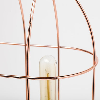 Sutton (19.3"H) Rose-Gold Metal Cylindrical Cage Three Bulb Table Lamp