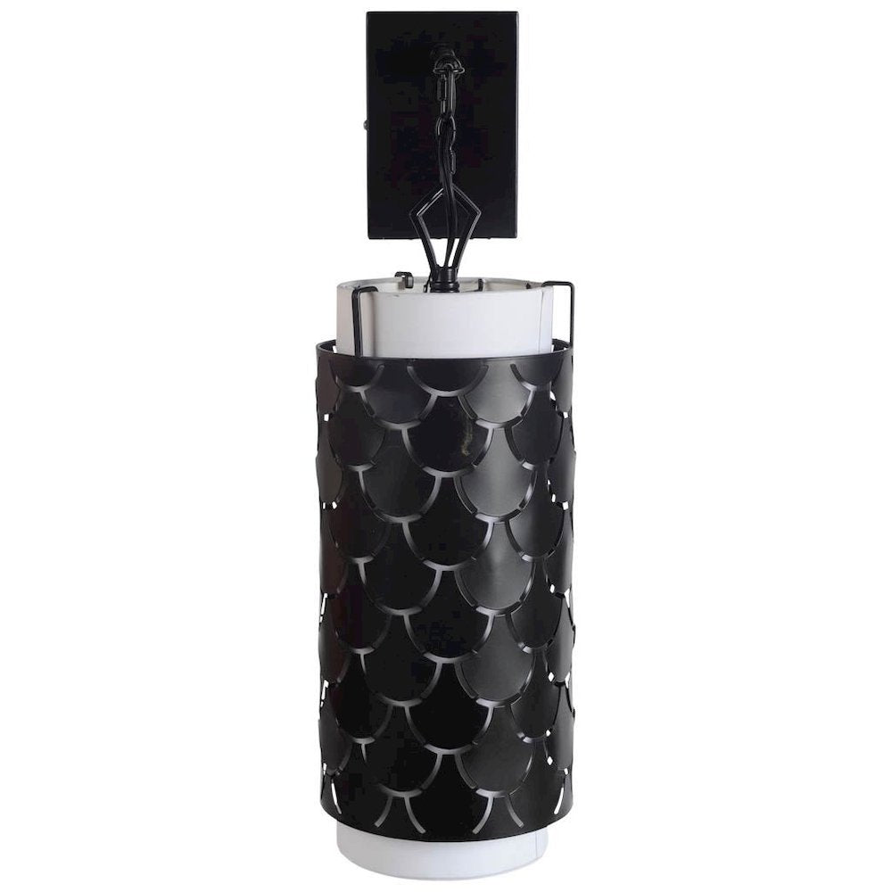 Brasseur III 10.5x22 Black Toned Metal Fish Scale Wall Sconce