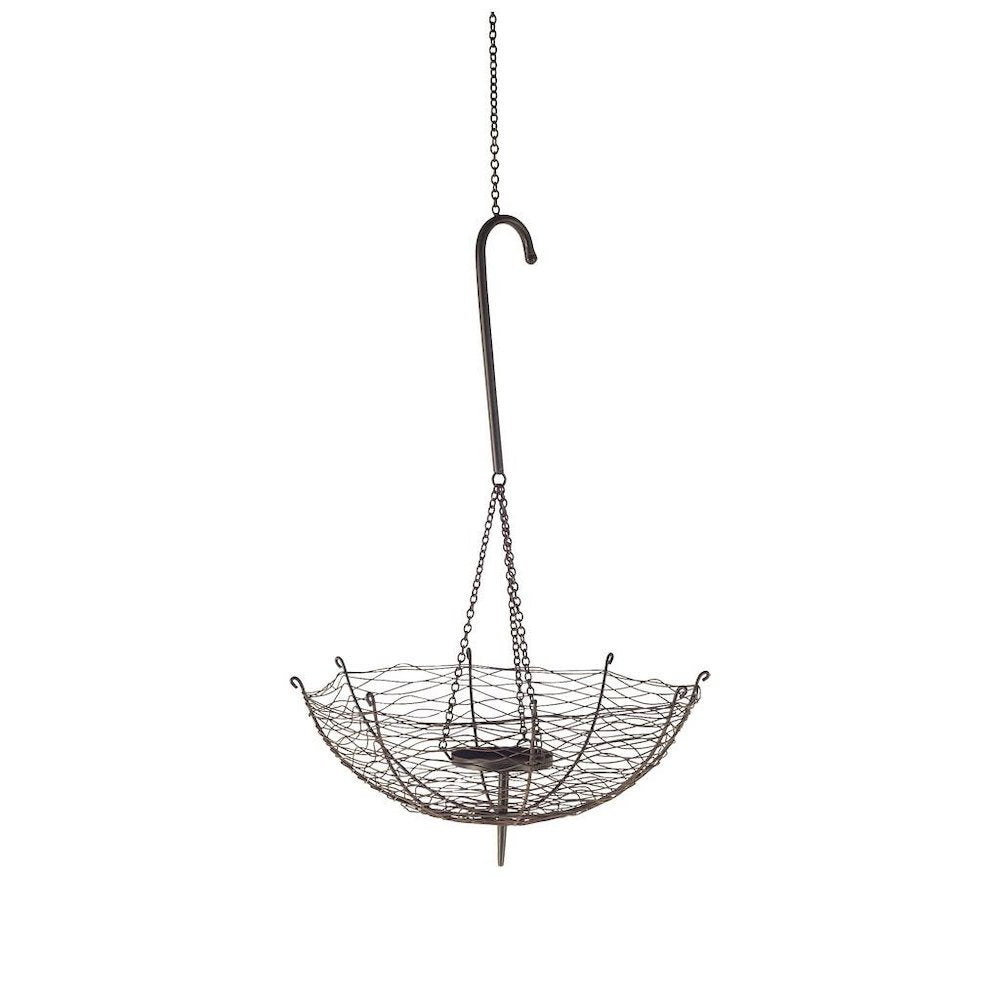 Rihanna II Medium Black Metal Umbrella Candle Holder Lantern