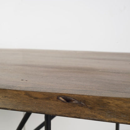 Rectangular Natural Wood Top W/Black Iron Base Dining Table