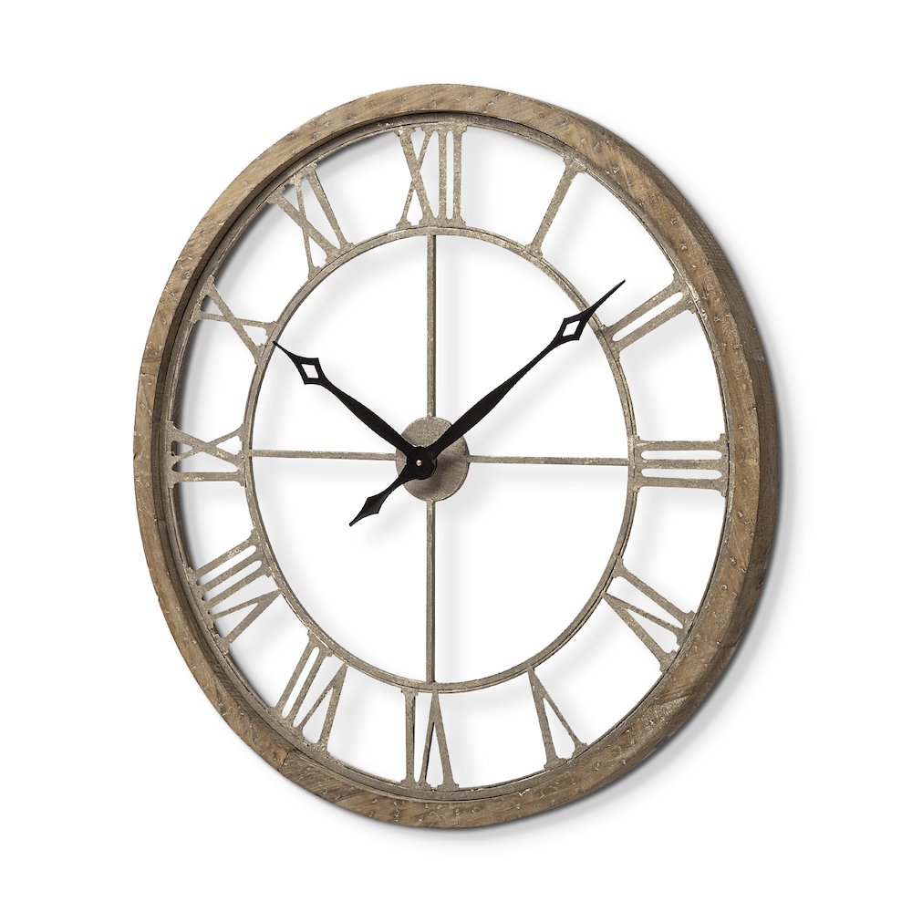Mething Light Brown 31.5" Large Farmhouse Wall Clock